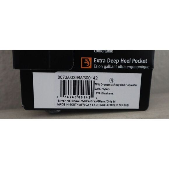 Balega 8073/0339 Unisex Sz Medium White/Gray Silver No Show Socks - Picture 4 of 5